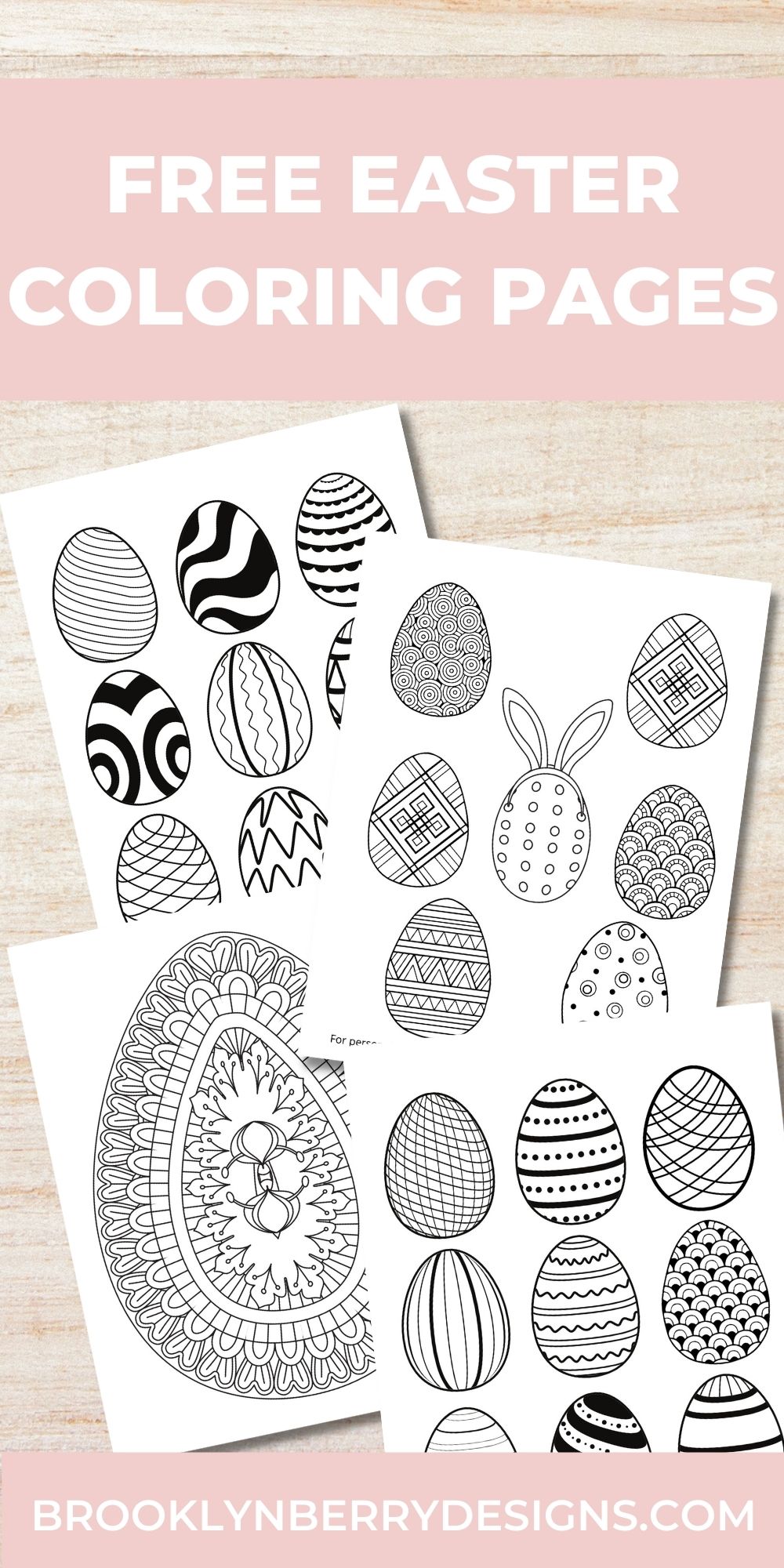 printable patterned egg coloring pages on a wood background. via @brookeberry