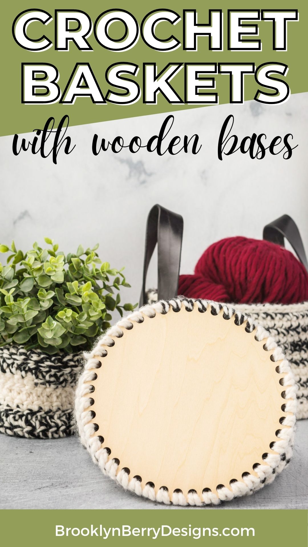 Crochet Basket With Wooden Base via @brookeberry