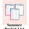 3 papers showing a printable ultimate summer bucket list for summer activities to do with the kids