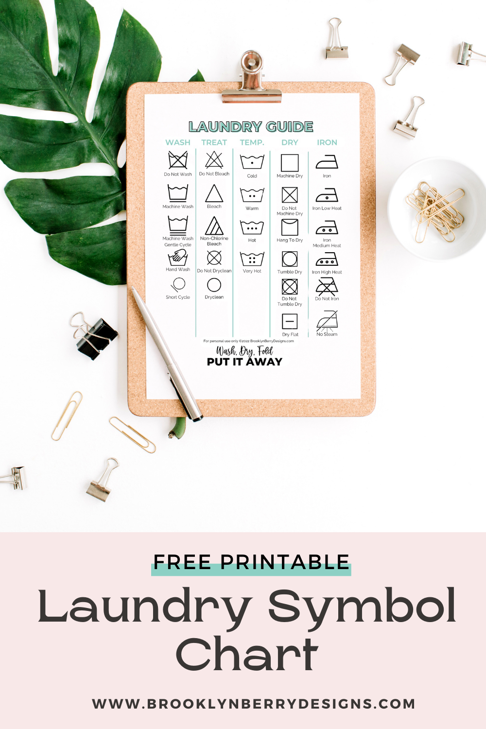Become a laundry expert by learning what your clothing labels mean. Download this free printable laundry symbols chart and have it handy by your washing machine. via @brookeberry
