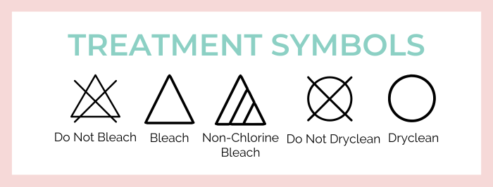 clothing care treatment symbols that would typically appear on clothing.