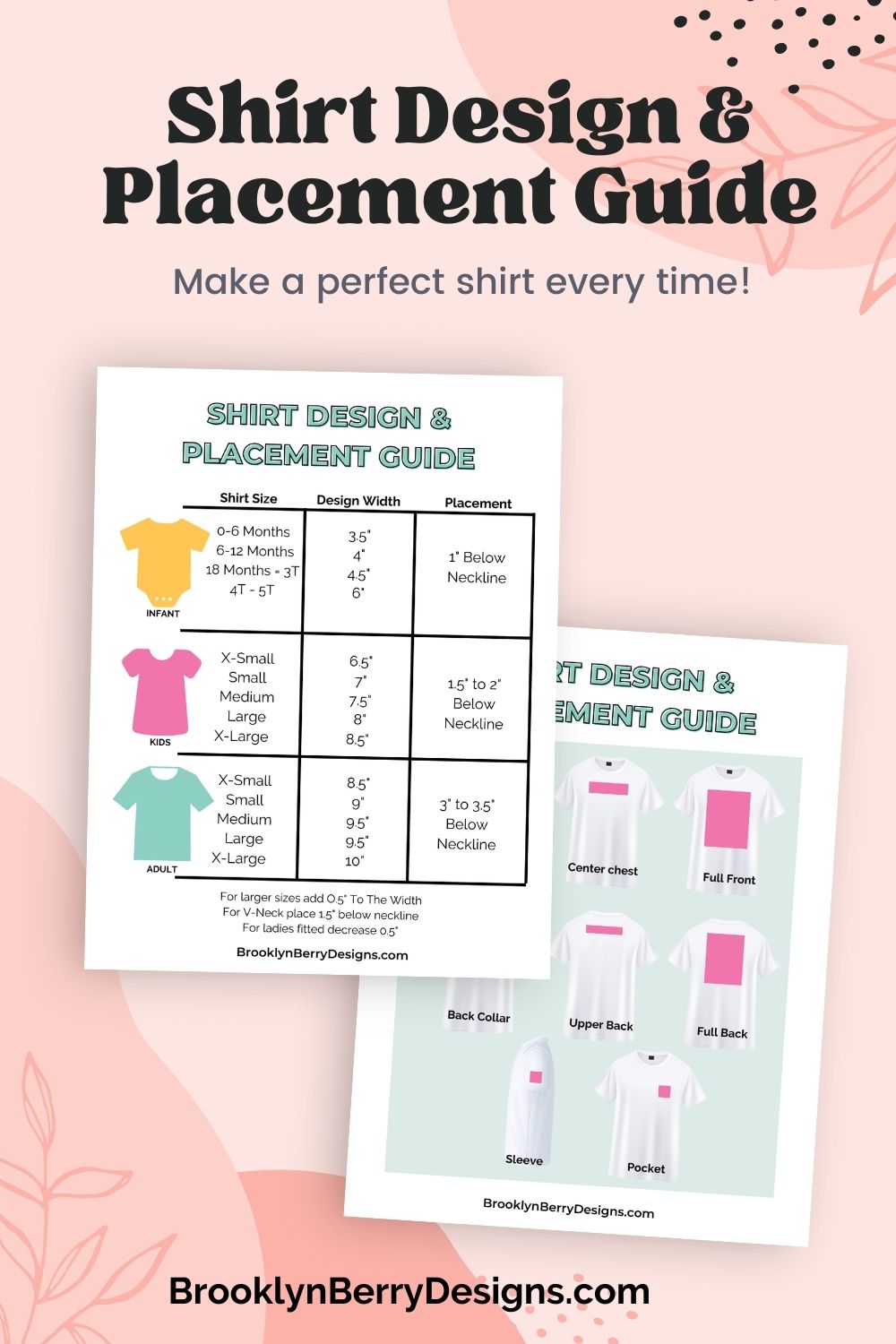 Shirt Design Sizing and T Shirt Placement Guide via @brookeberry