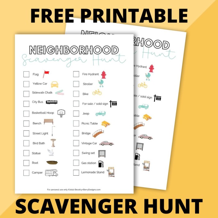 free printable neighborhood scavenger hunt