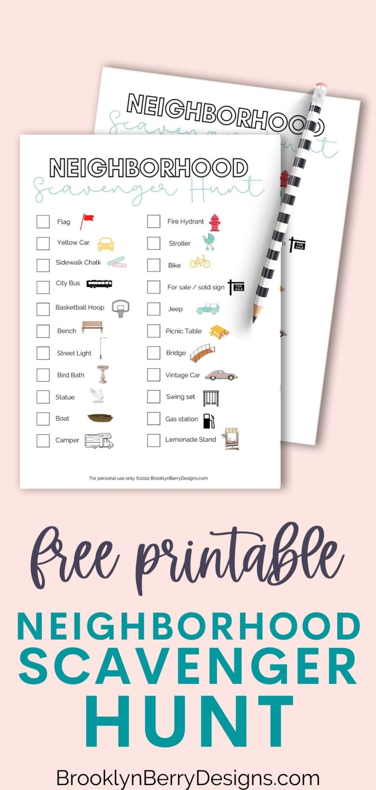 Free Printable Neighborhood Scavenger Hunt - Brooklyn Berry Designs