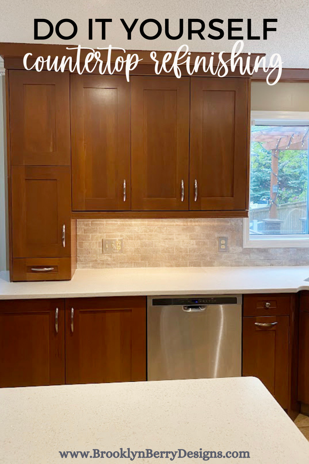 kitchen with diy stone countertops via @brookeberry