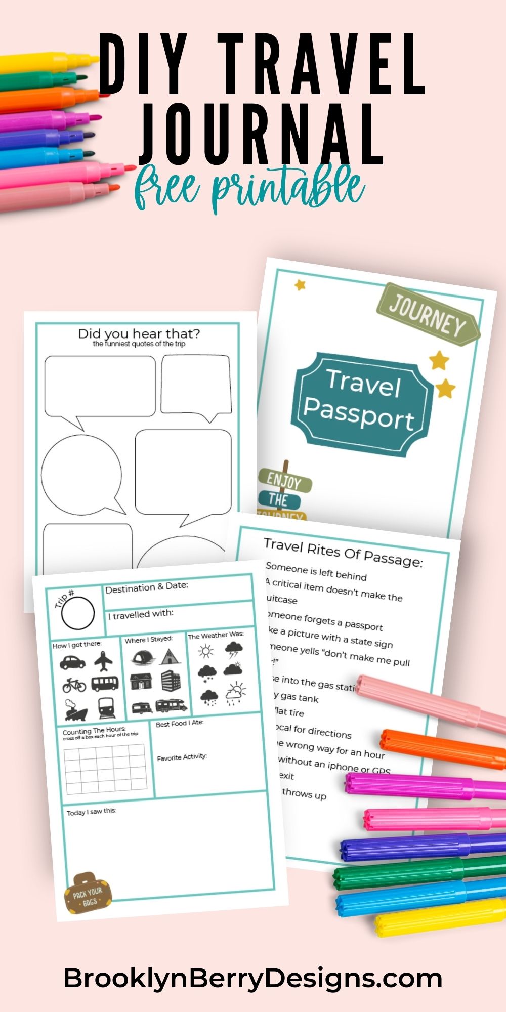 Download Printable Travel Journal Template - Original Style PDF