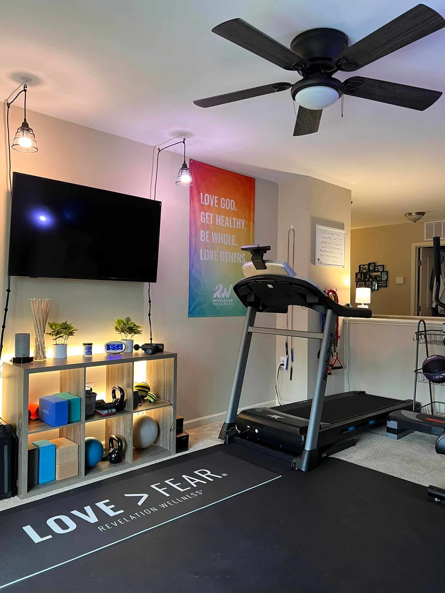 home gym with treadmill