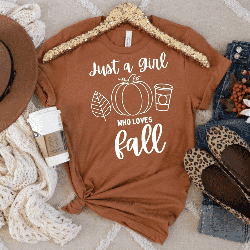 fall shirt and clothing with just a girl who loves fall