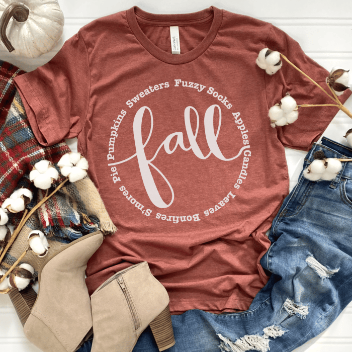 Red shirt with fall themed svg