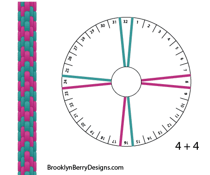 friendship bracelet patterns - 3 colors, 12 strands.