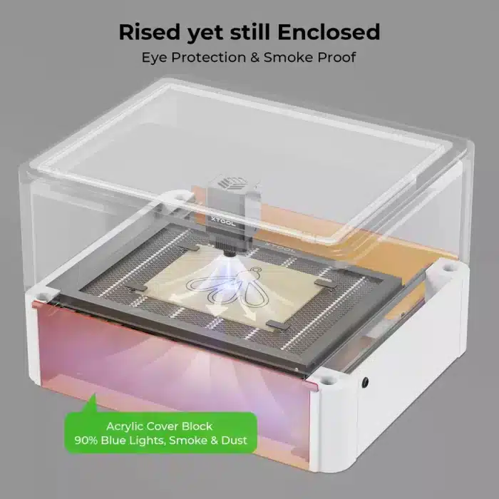 a honeycomb riser attached to the xtool m1 machine.