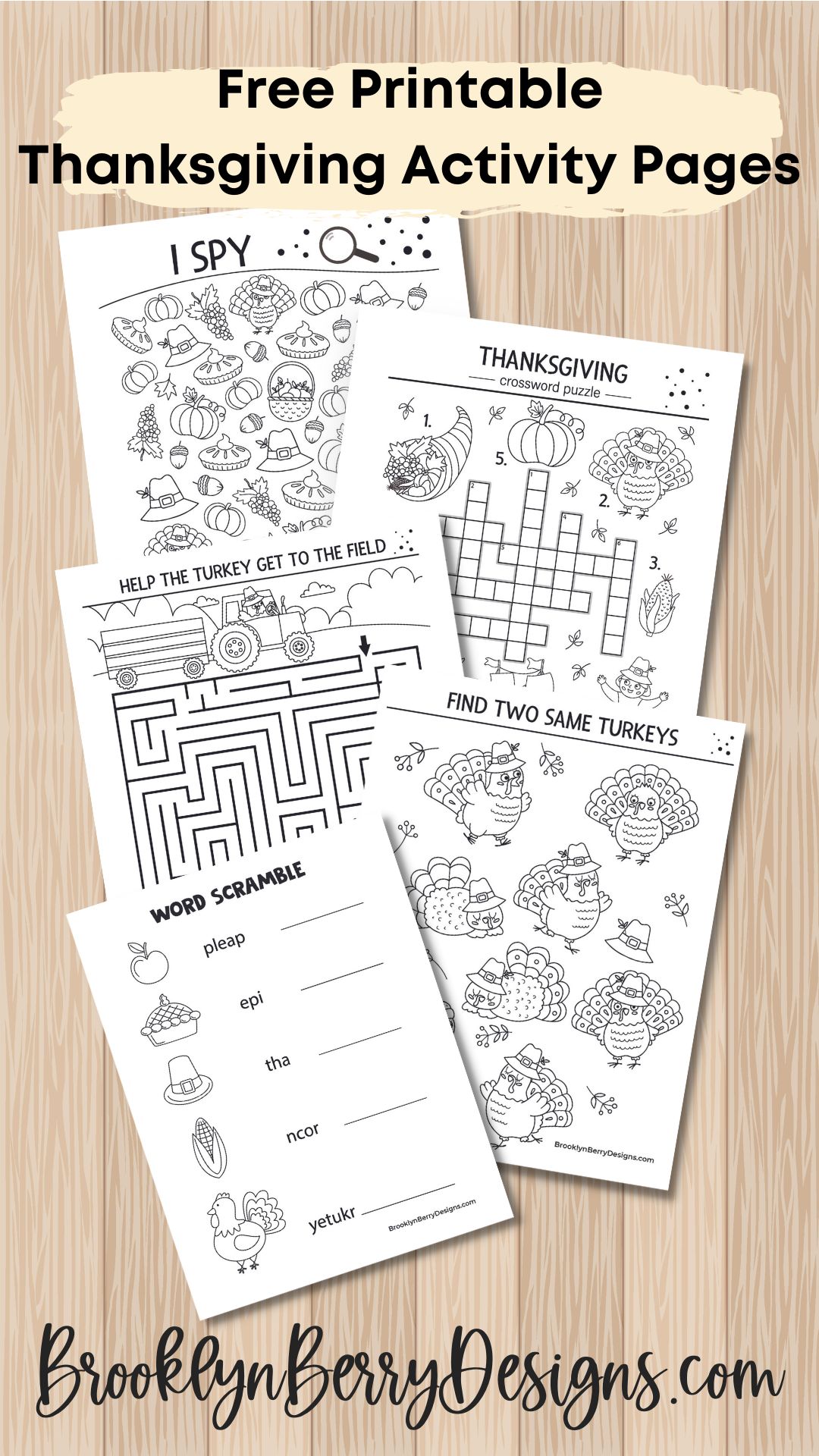 Free Printable Thanksgiving Activity Pages - Brooklyn Berry Designs