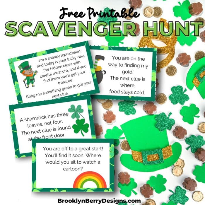 Printable clue cards for a fun st patricks day scavenger hunt