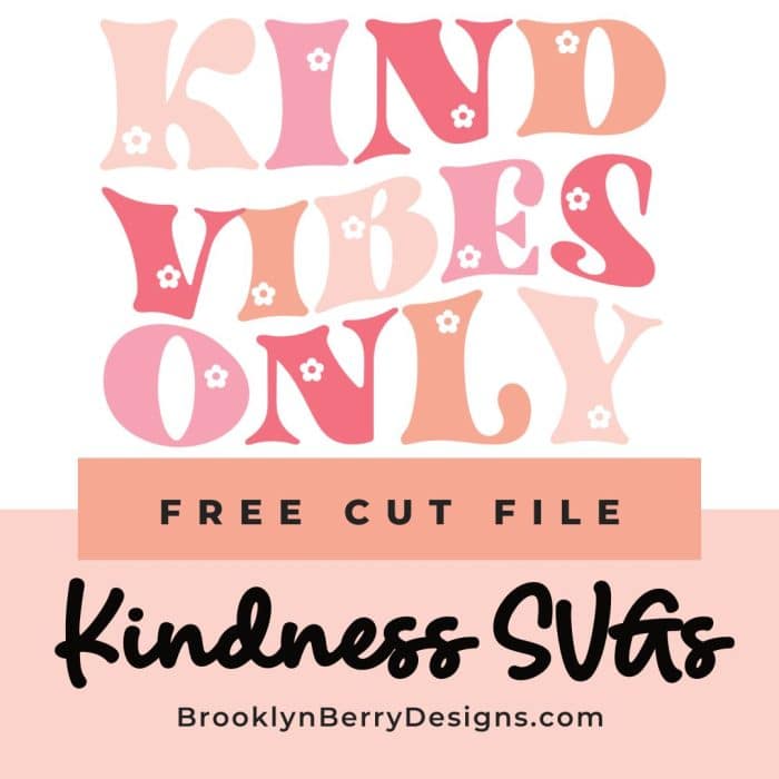 Kind vibes only svg - text in various shades of pink to share free kindness svg files to use with a cricut or silhouette cutting machine.