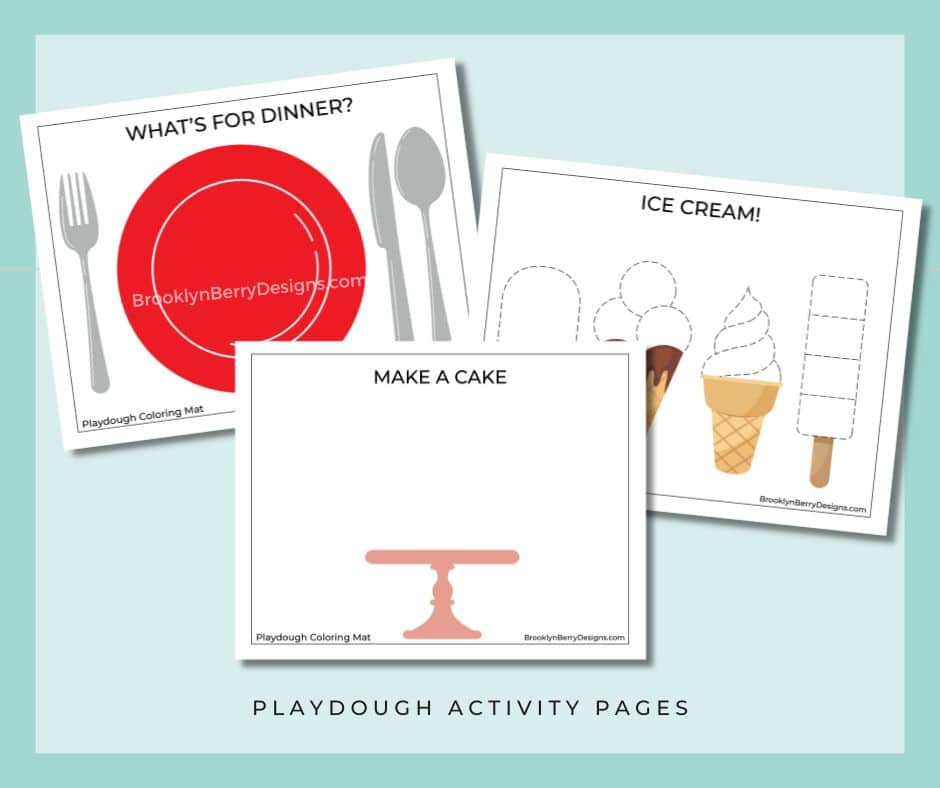 Printable playdough mats for preschool kids - use these as a guide for creative ways to use playdough.