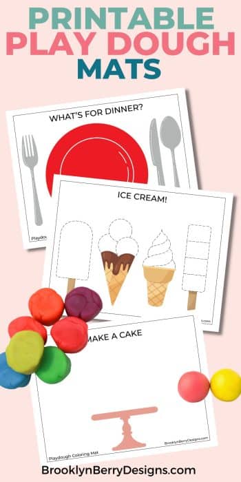Printed out activity pages for kids to use with playdough.
