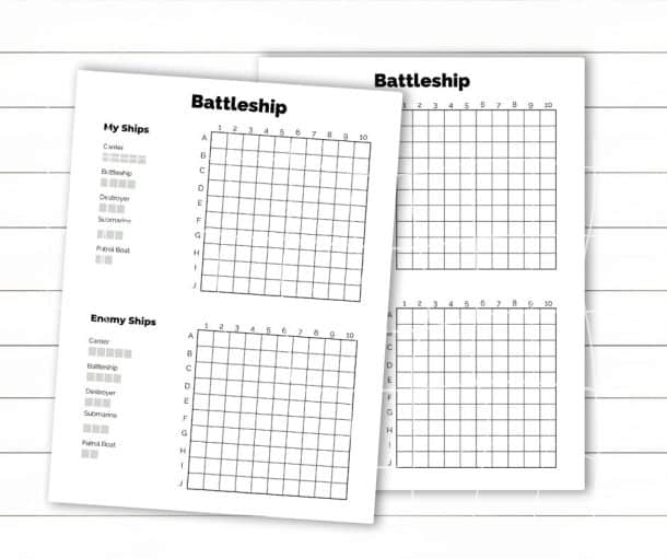 Printable Battleship Game Board - Brooklyn Berry Designs