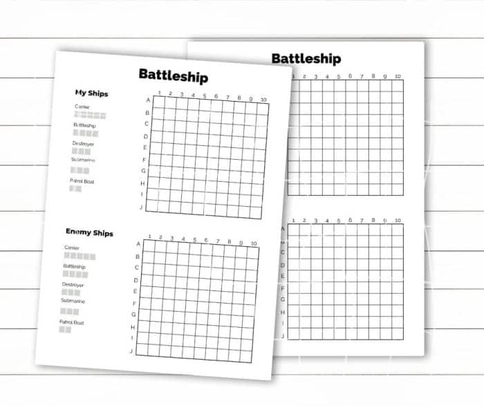 Printable Battleship game board - free worksheets from Brooklyn Berry Designs