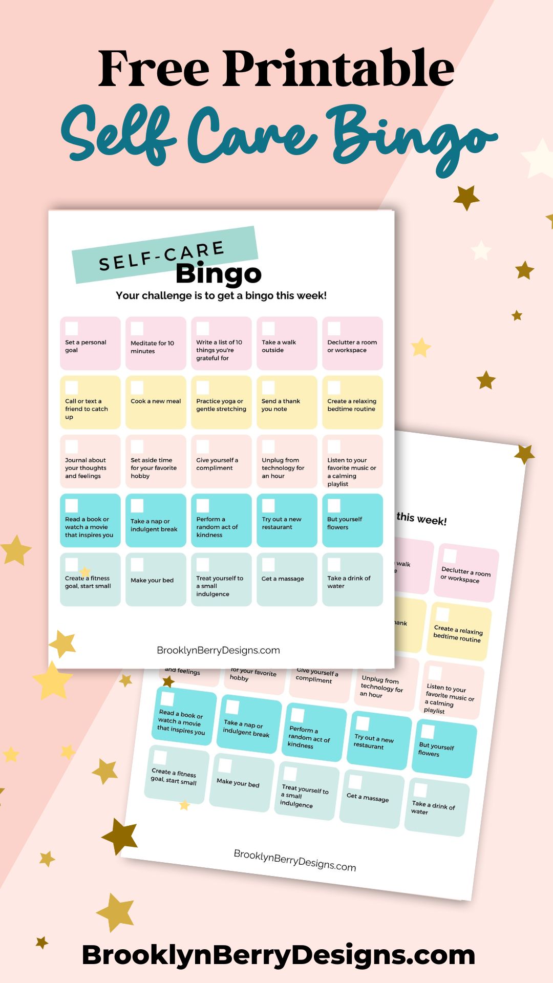 Free printable self-care bingo game - Brooklyn Berry Designs